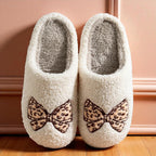 Women's Pretty Bow Plush Fuzzy Slippers - Comfy  Indoor Shoes