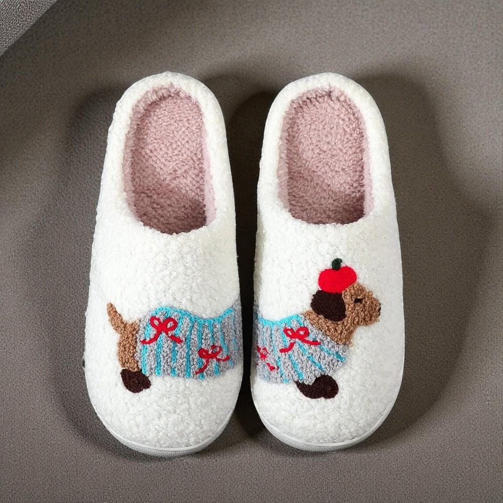 Women's Soft Dachshund Sausage Dog Plush Slippers