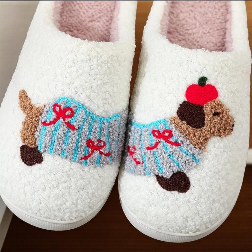 Women's Soft Dachshund Sausage Dog Plush Slippers