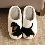Women's Dachshund Slippers - Plush Sausage Dog Fuzzy Indoor Shoes
